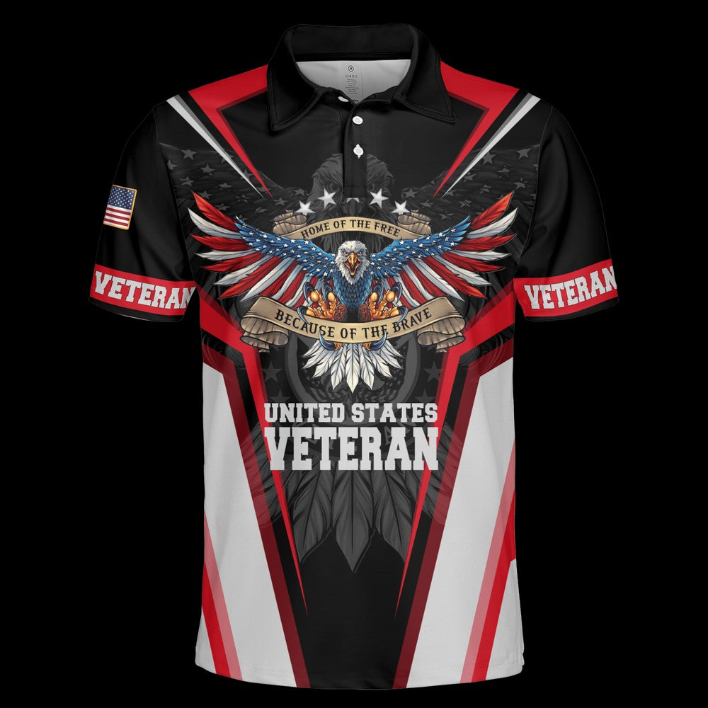 Veteran Polo Shirt, Home Of The Free Because Of The Brave Unisex Polo Shirt