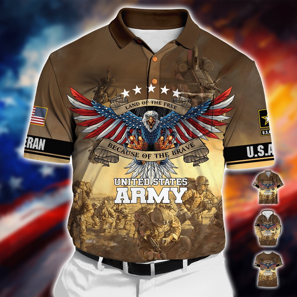 Veteran Polo Shirt, Land Of The Free Because Of The Brave Memorial Day Polo Shirt