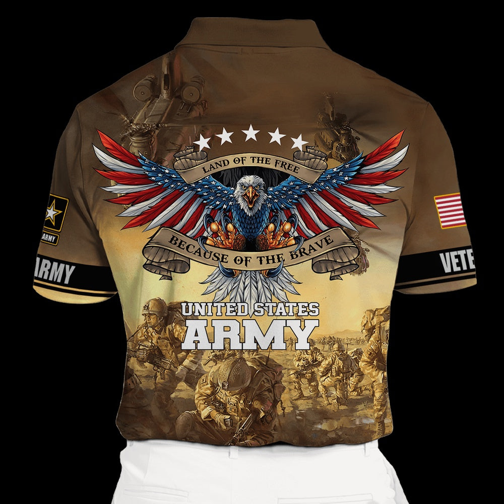 Veteran Polo Shirt, Land Of The Free Because Of The Brave Memorial Day Polo Shirt