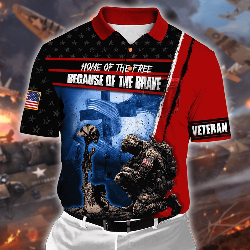Veteran Polo Shirt, Memorial Day Home Of The Free Because Of The Brave Polo Shirt