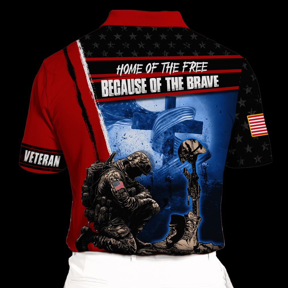 Veteran Polo Shirt, Memorial Day Home Of The Free Because Of The Brave Polo Shirt