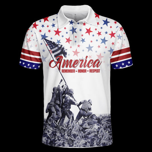 Veteran Polo Shirt, Remember Honor Respect Memorial Day Unisex Polo Shirt