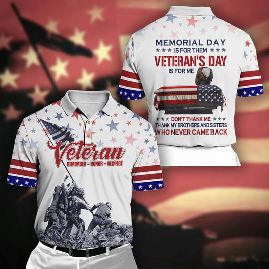 Veteran Polo Shirt, Remember Honor Respect Veterans Day Unisex Polo Shirt