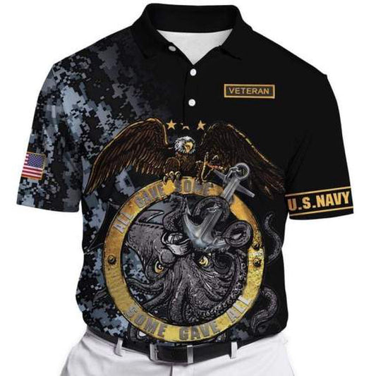Veteran Polo Shirt, U.S Navy All Gave Some Some Gave All Anchor And Octopus Cool Polo Shirt