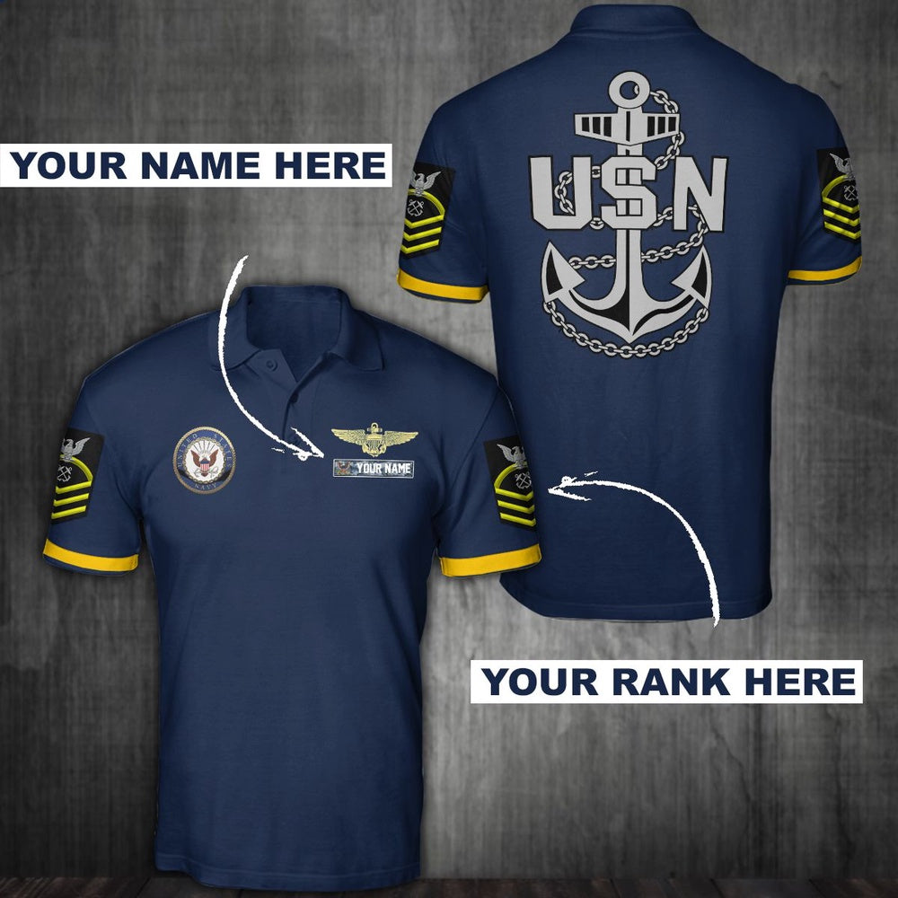 Veteran Polo Shirt, U.s Navy Custom Name And Rank Polo Shirts