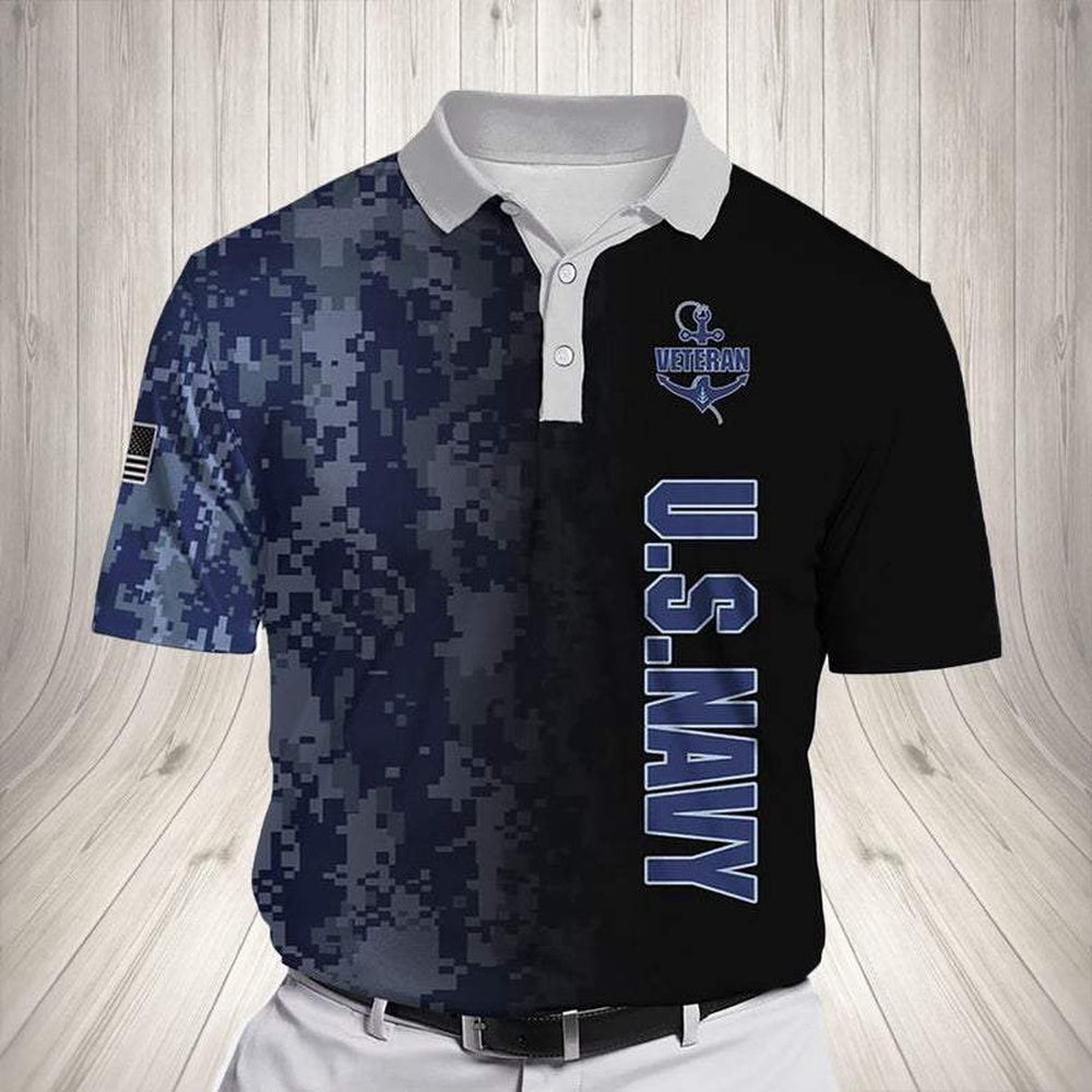 Veteran Polo Shirt, US Navy Veteran Short Sleeve Polo Shirt