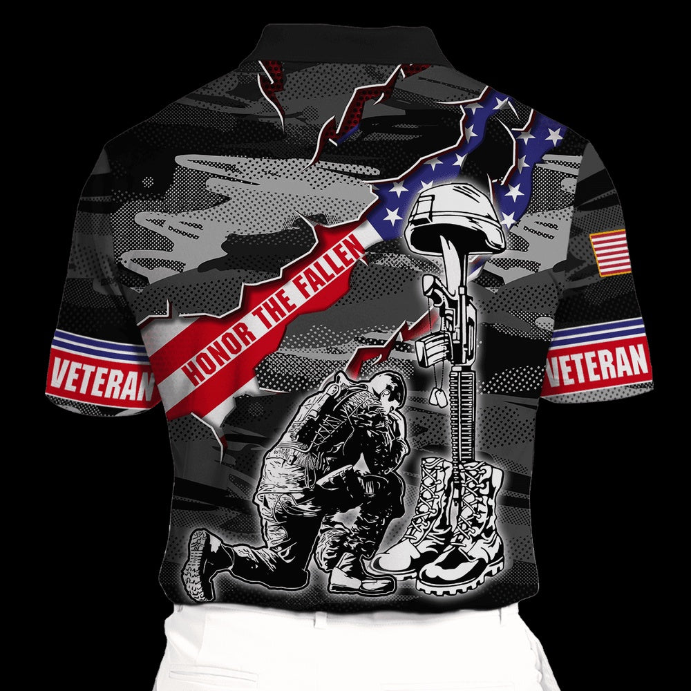 Veteran Polo Shirt, US Veteran Honor The Fallen Memorial Day Polo Shirt