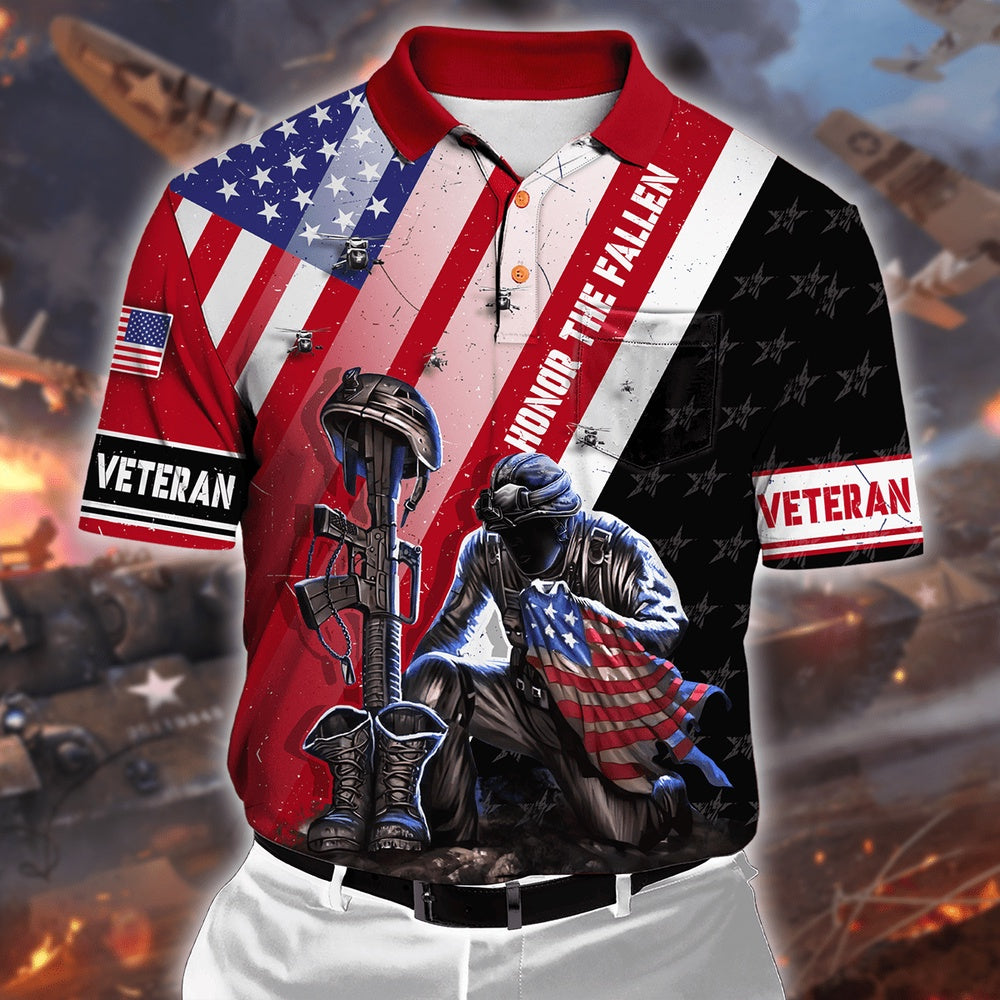 Veteran Polo Shirt, US Veteran Honor The Fallen Polo Shirt