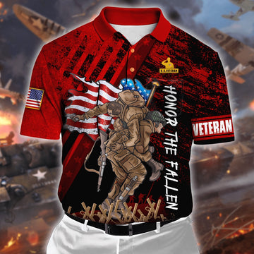 Veteran Polo Shirt, US Veteran Soldier Memorial Day Honor The Fallen Polo Shirt