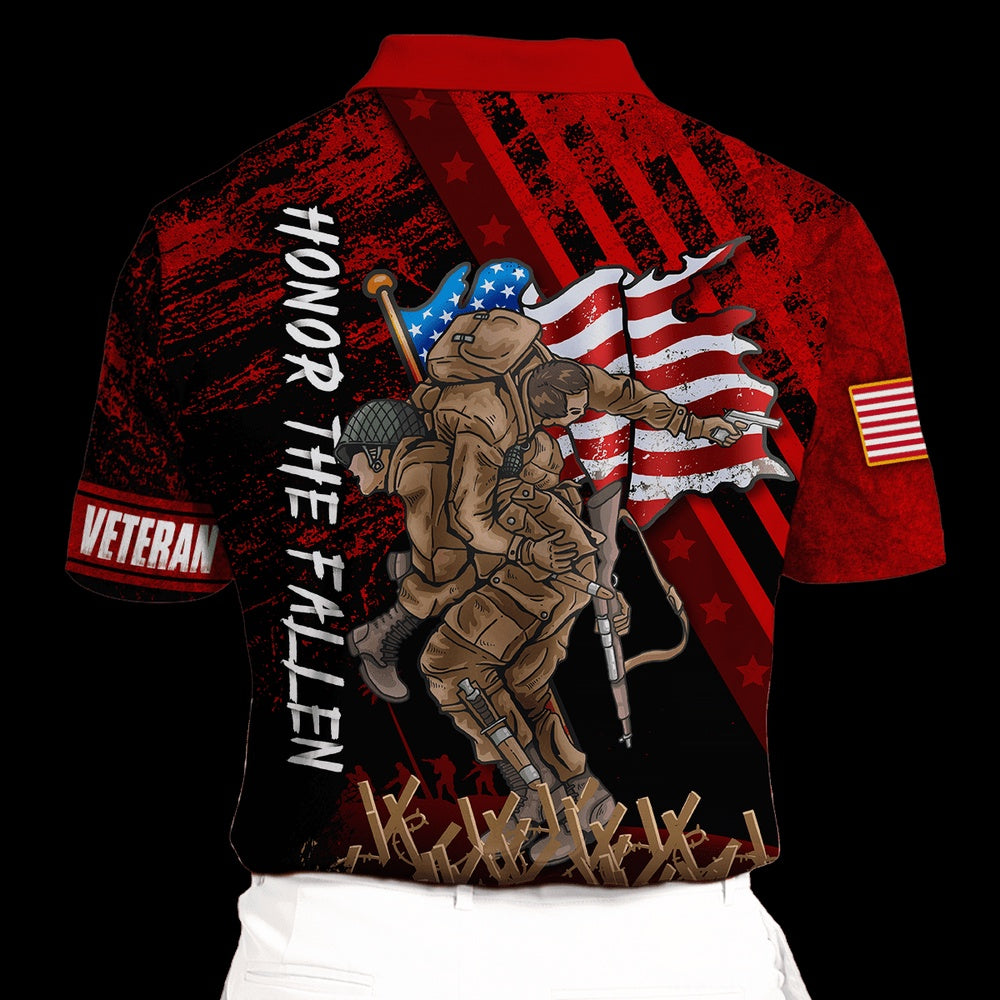 Veteran Polo Shirt, US Veteran Soldier Memorial Day Honor The Fallen Polo Shirt