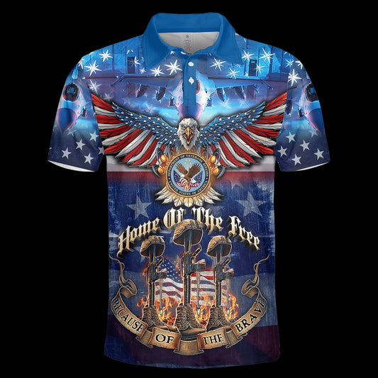 Veteran Polo Shirt, Veteran Home Of The Free Because Of The Brave Unisex Polo Shirt