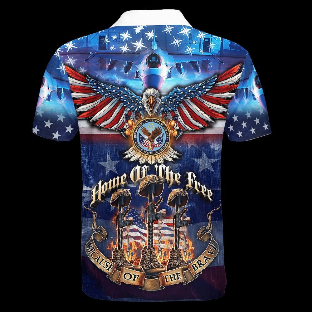 Veteran Polo Shirt, Veteran Home Of The Free Because Of The Brave Unisex Polo Shirt