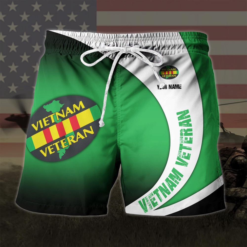 Vietnam Veteran Military Custom Name Hawaiian Short, US Military Aloha, Short Military, Short Beach, Us Military Shorts