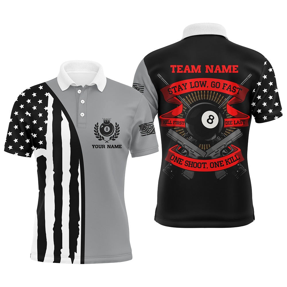 Vintage American Flag Billiard Personalized Polo Shirts Funny Saying Billiard Shirts, Billiard Team Polo Shirts