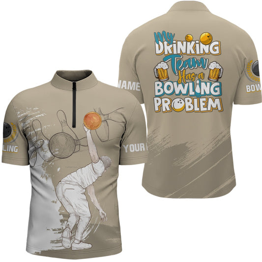 Vintage Men Bowling Jersey Shirtcustom My Drinking Team Has A Bowling Problem Team League Jersey, Bowling Jersey Shirt