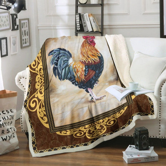 Vintage Rooster Chickens Frame Blanket, Farm Blanket, Farm Animal Blanket