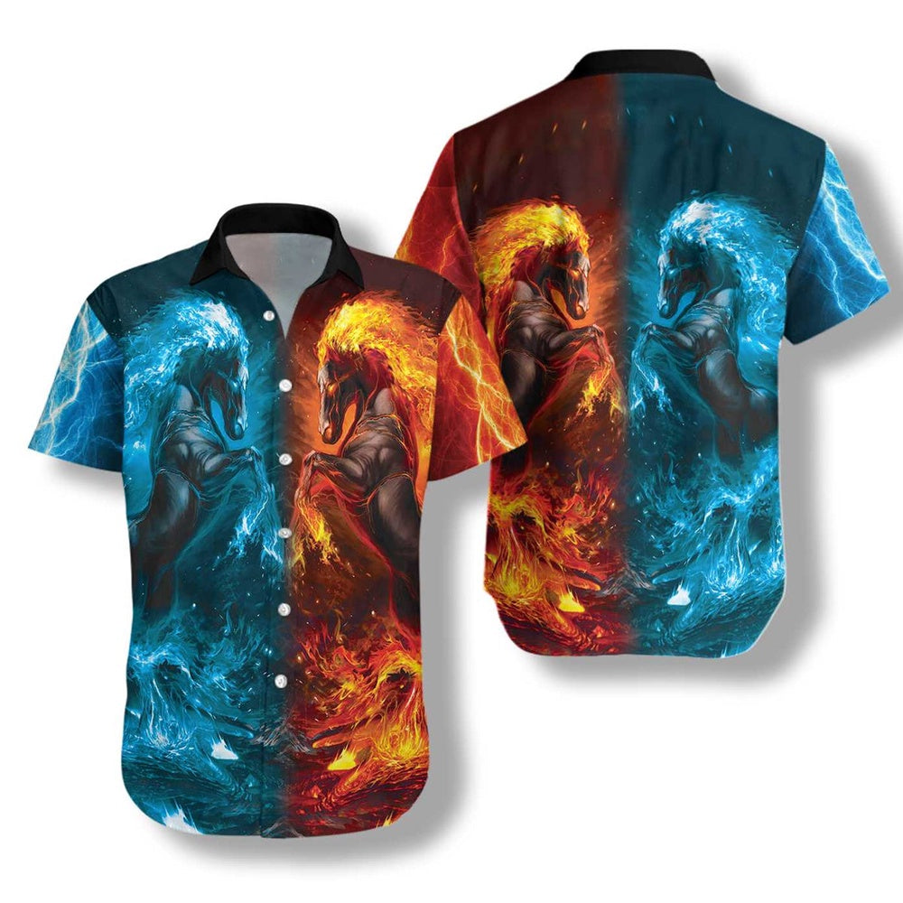 WATER AND FIRE HORSE Hawaiian Shirt, Farm Hawaiian Shirt, Farmer Hawaii