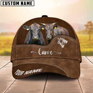 Wagyu Love Leather Pattern Customized Name Cap, Farmer Cap, Cap For Farmers, Best Farm Hat, Farm Use Hat