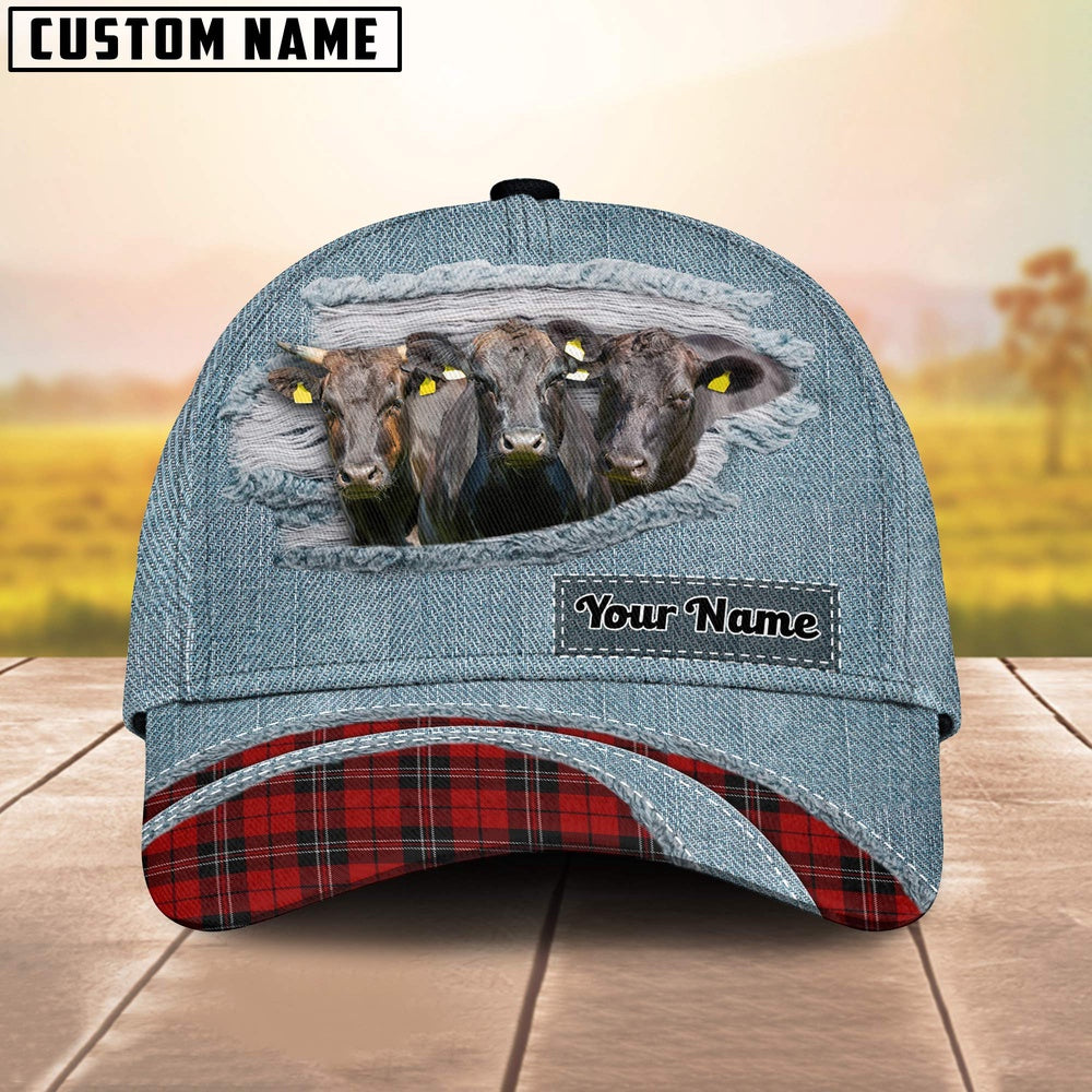 Wagyu Red Caro And Jeans Pattern Customized Name Cap, Farmer Cap, Cap For Farmers, Best Farm Hat, Farm Use Hat