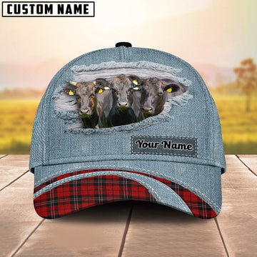 Wagyu Red Caro And Jeans Pattern Customized Name Cap, Farmer Cap, Cap For Farmers, Best Farm Hat, Farm Use Hat