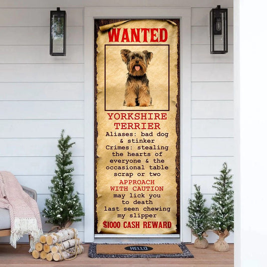 Wanted Yorkshire Terrier Door Cover, Xmas Outdoor Decoration, Gifts For Dog Lovers, Christmas Gift Decor