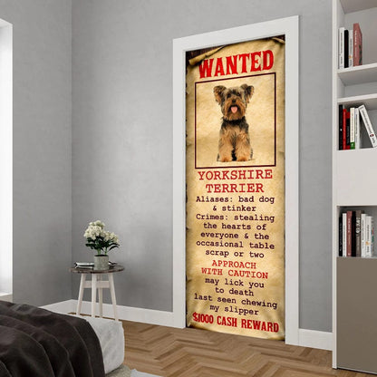Wanted Yorkshire Terrier Door Cover, Xmas Outdoor Decoration, Gifts For Dog Lovers, Christmas Gift Decor