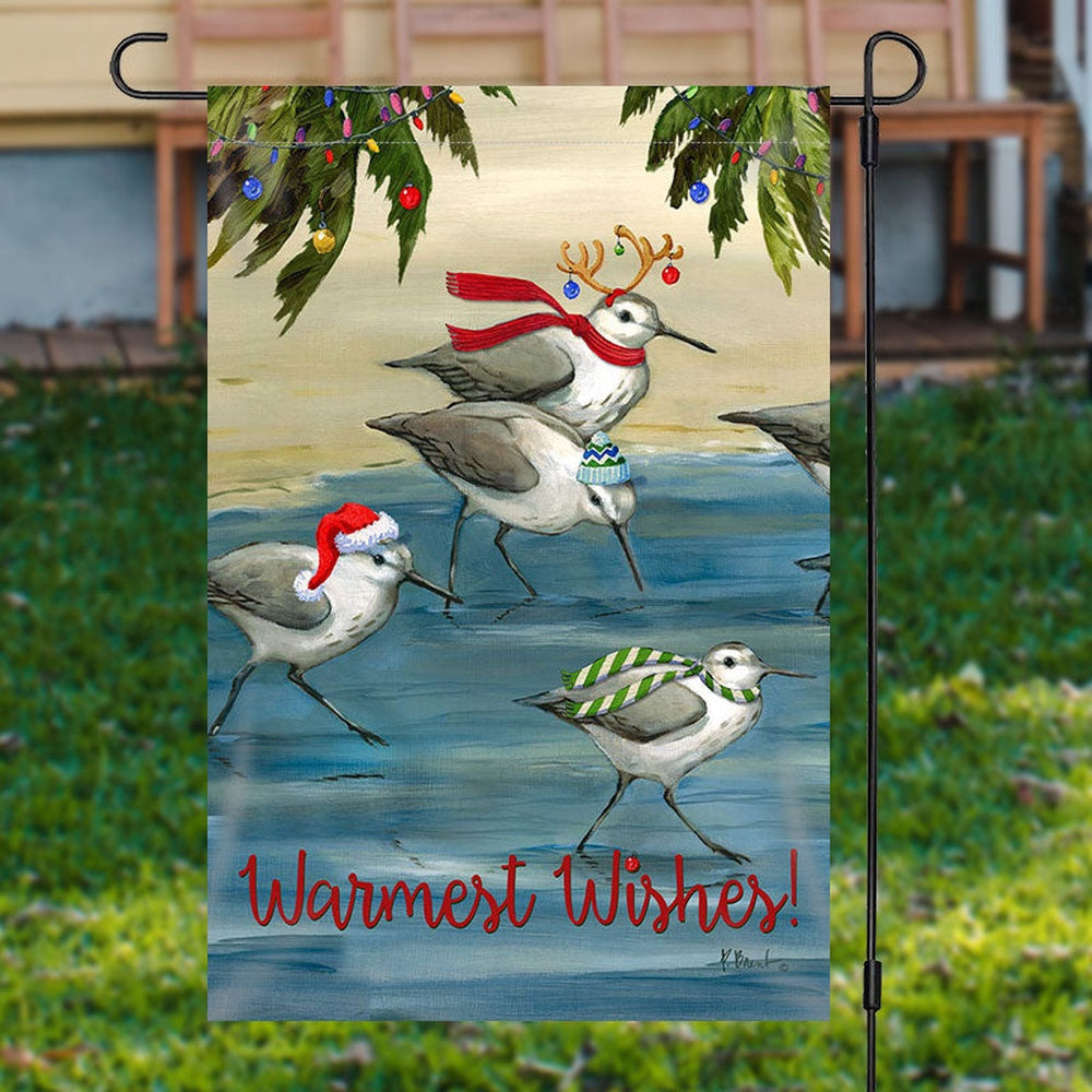 Warmest Wishes Birds Painting Christmas Garden FlagXmas, Garden Flags, Outdoor Xmas Flags, Christmas Outdoor Decor