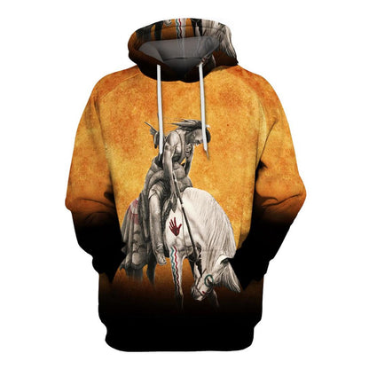 Warrior On The White Horse Native American All Over Print Hoodie, Native American Hoodie, 3D Native American Hoodie
