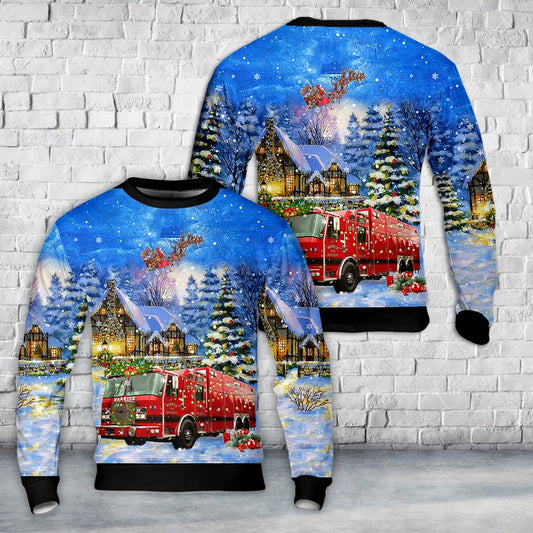 Warwick Rhode Island Fire Department Christmas AOP Sweater, Christmas Ugly Sweater, Sweater Xmas, Ugly Sweater