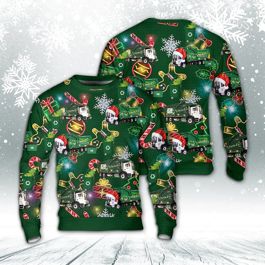 Waste Management Christmas AOP Sweater, Christmas Ugly Sweater, Sweater Xmas, Ugly Sweater