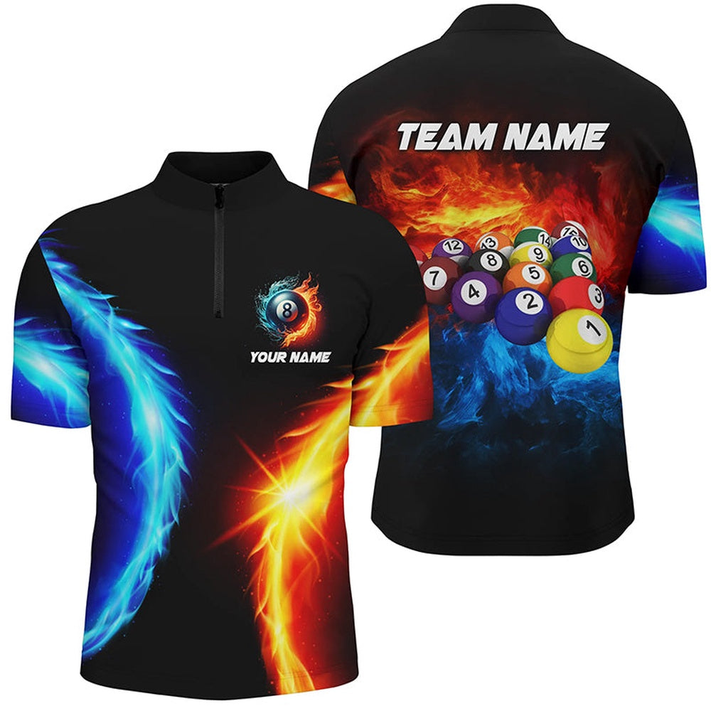 Water And Fire Billiard Balls 3D Printed Jersey Shirts Custom Pool Lea ...