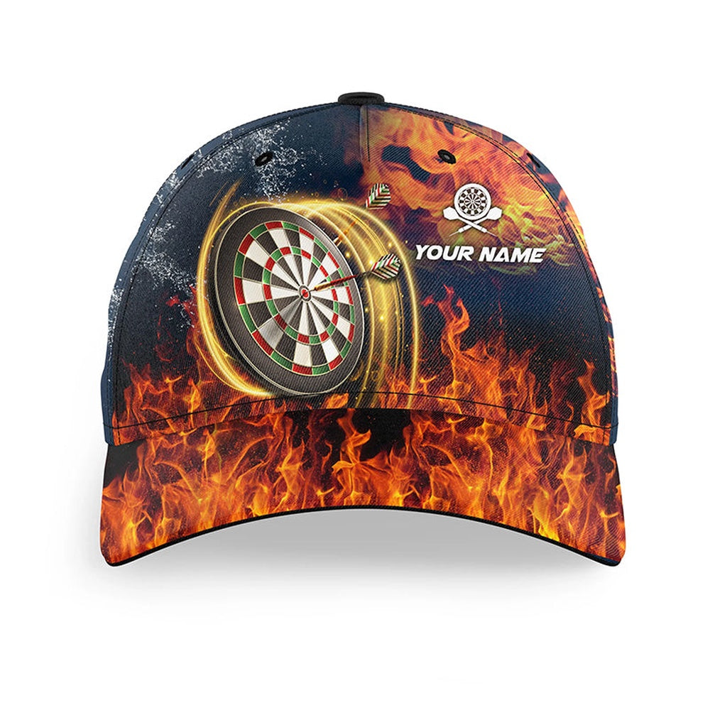 Water & Fire Darts Cap With Name Personalized Lightning Thunder Darts Hat For Dart Player, Darts Team Cap Hats