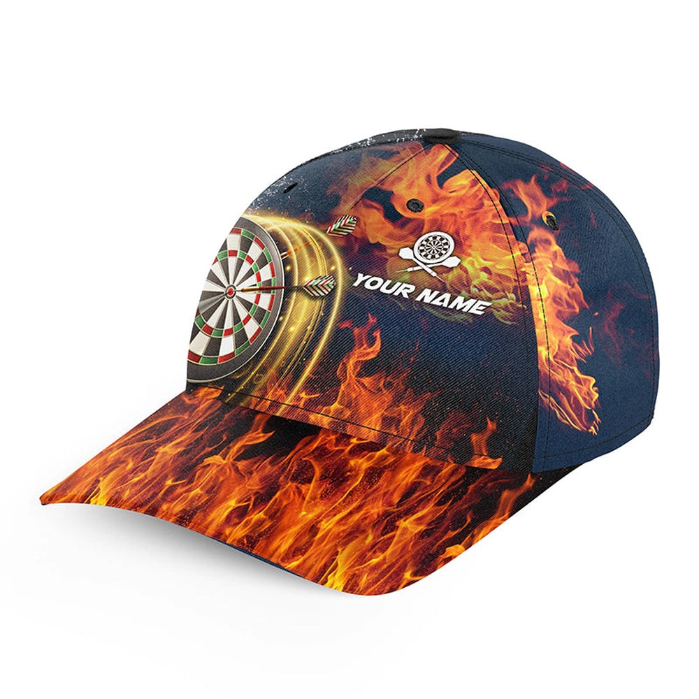 Water & Fire Darts Cap With Name Personalized Lightning Thunder Darts Hat For Dart Player, Darts Team Cap Hats