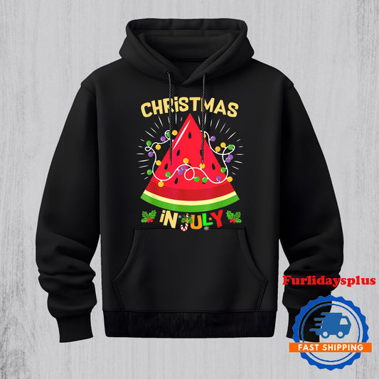 Watermelon Tree Funny Christmas In July Beach Summer Hoodie, Christmas T Shirt, Christmas Sweatshirt