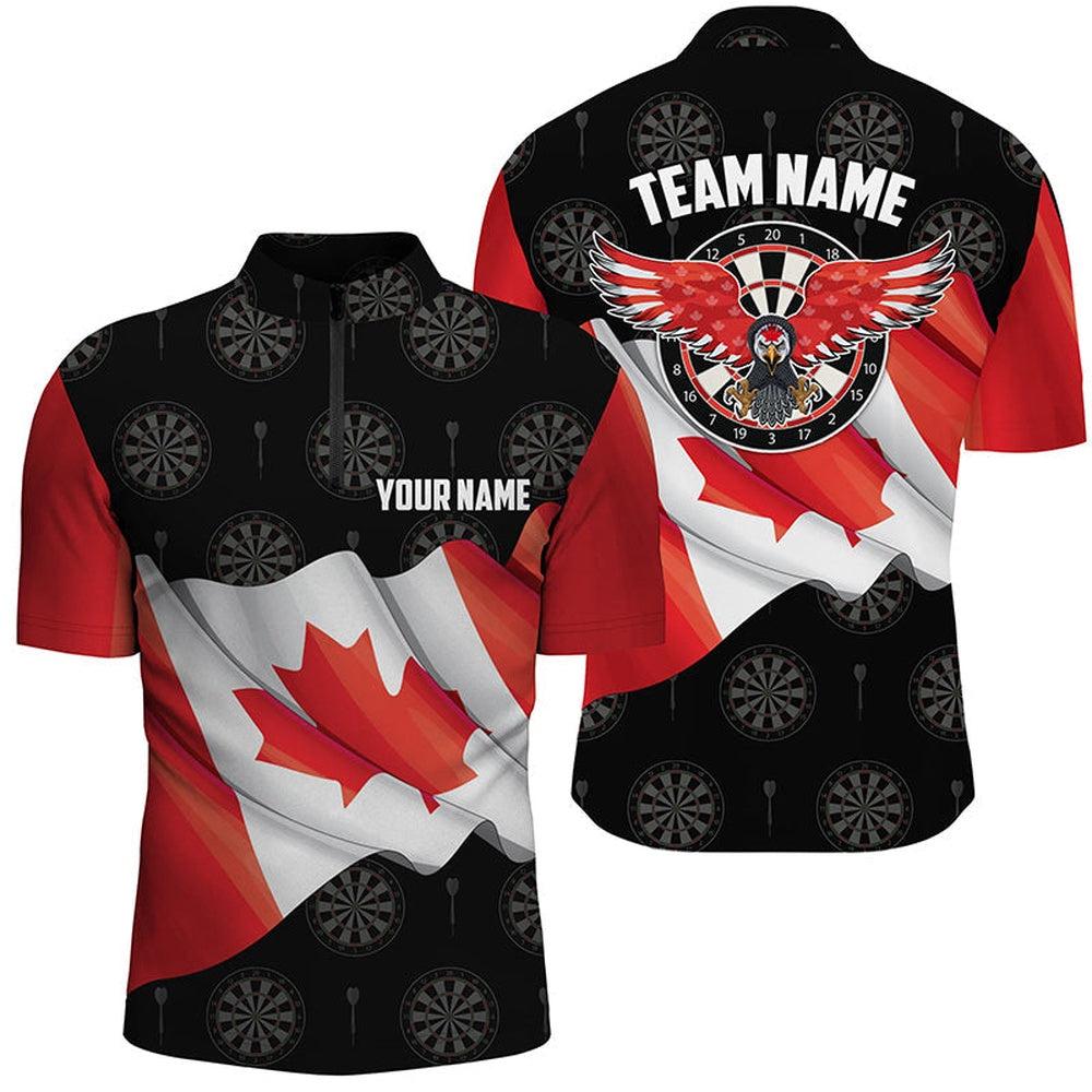 Waving Canada Flag Men Darts Jersey Shirt Custom Eagle Patriotic Darts Jersey Shir, Darts Team Jersey Shirt