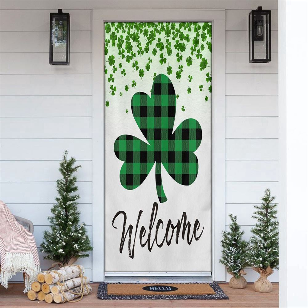 Welcome Door Cover, St Patrick's Day Lucky Shamrocks Door Cover, Patricks Day Home Door, Patrick Day Home Decor