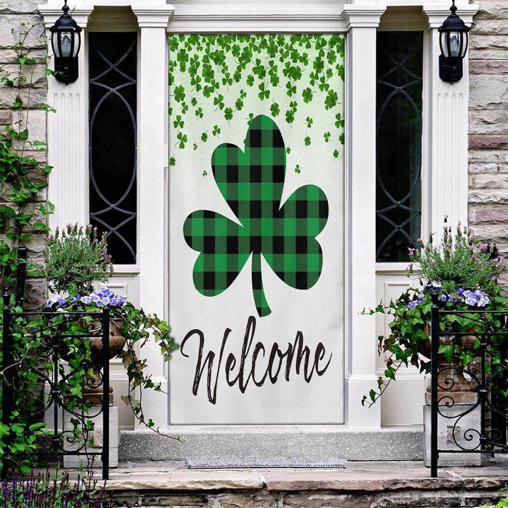 Welcome Door Cover, St Patrick's Day Lucky Shamrocks Door Cover, Patricks Day Home Door, Patrick Day Home Decor