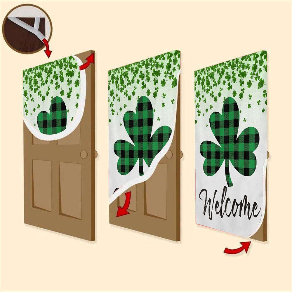 Welcome Door Cover, St Patrick's Day Lucky Shamrocks Door Cover, Patricks Day Home Door, Patrick Day Home Decor