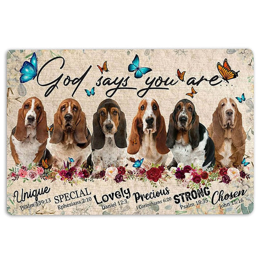 Welcome Doormat, Basset Hounds Dog God Says You Are Unique Gifts For Dog Lover Welcome Doormat, Indoor Outdoor Doormat Home Decor