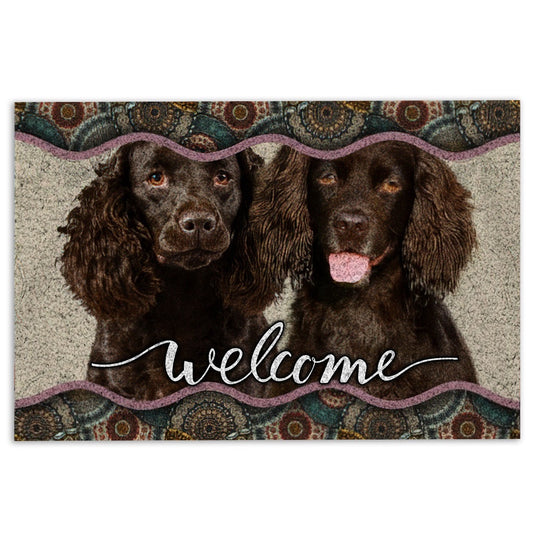 Welcome Doormat, Boykin Spaniel Mandala Pattern Unique Gift For Dog Puppy Lover Welcome Doormat, Indoor Outdoor Doormat Home Decor