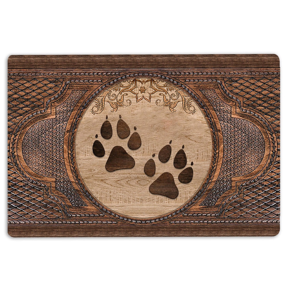 Welcome Doormat, Cat Paw Sculpture Wood Pattern Welcome Doormat, Pets Home Decor Door Mat