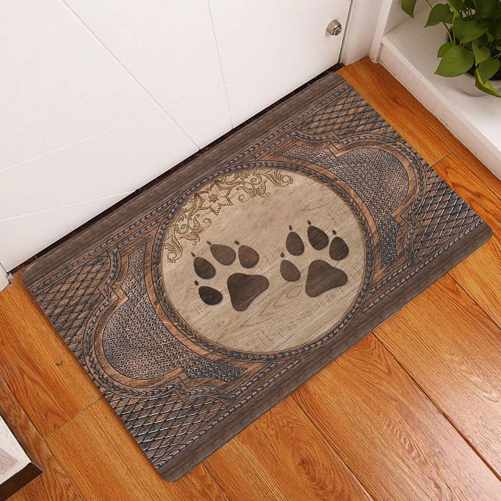Welcome Doormat, Cat Paw Sculpture Wood Pattern Welcome Doormat, Pets Home Decor Door Mat