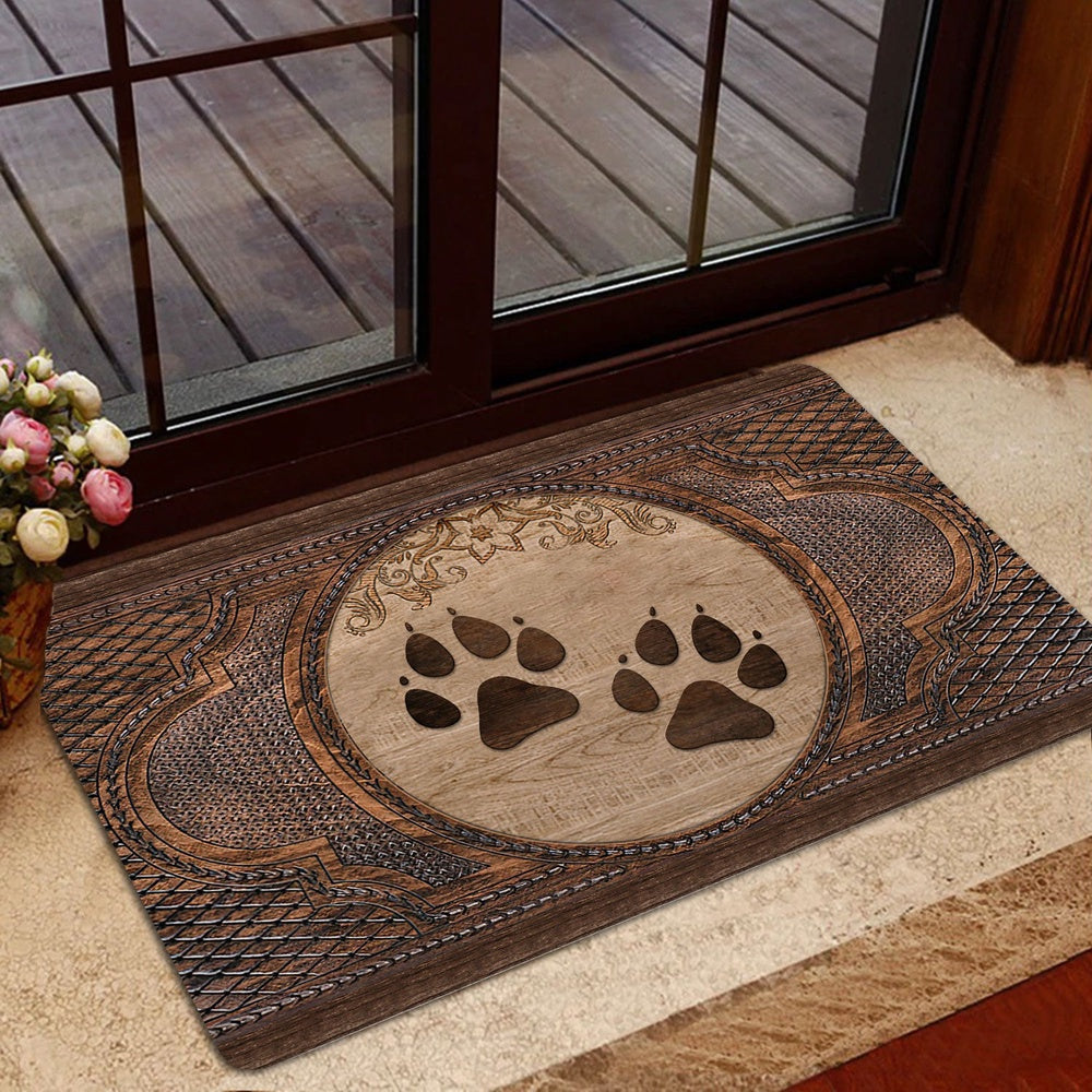 Welcome Doormat, Cat Paw Sculpture Wood Pattern Welcome Doormat, Pets Home Decor Door Mat