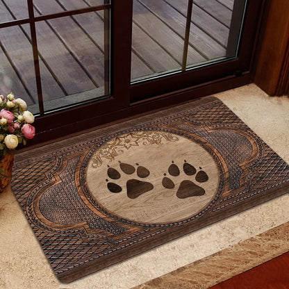 Welcome Doormat, Cat Paw Sculpture Wood Pattern Welcome Doormat, Pets Home Decor Door Mat