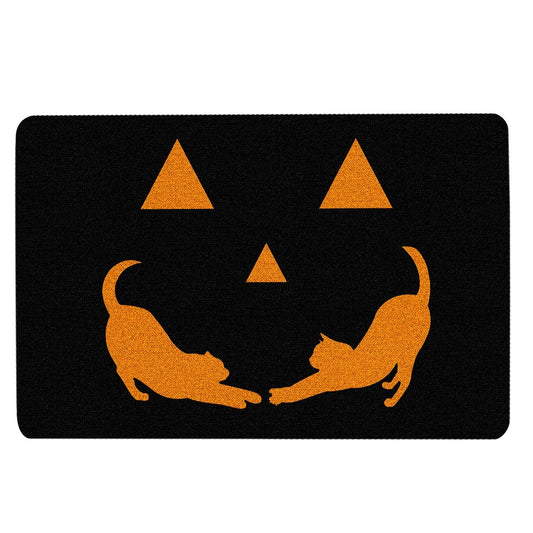 Welcome Doormat, Cat Pumpkin Happy Halloween Boo Trick Or Treat Moon Night Gift Welcome Doormat, Pets Home Decor Door Mat