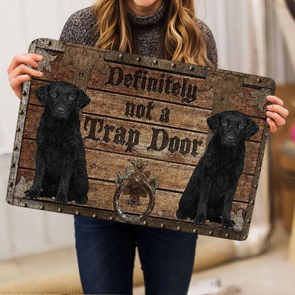 Welcome Doormat, Definitely Not A Trap Door Curly Cotaed Retriever Welcome Doormat, Pets Home Decor Door Mat