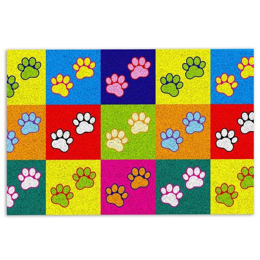 Welcome Doormat, Dog Cat Paw Colorful Unique Gift For Pet Puppy Kitten Lover Welcome Doormat, Indoor Outdoor Doormat Home Decor