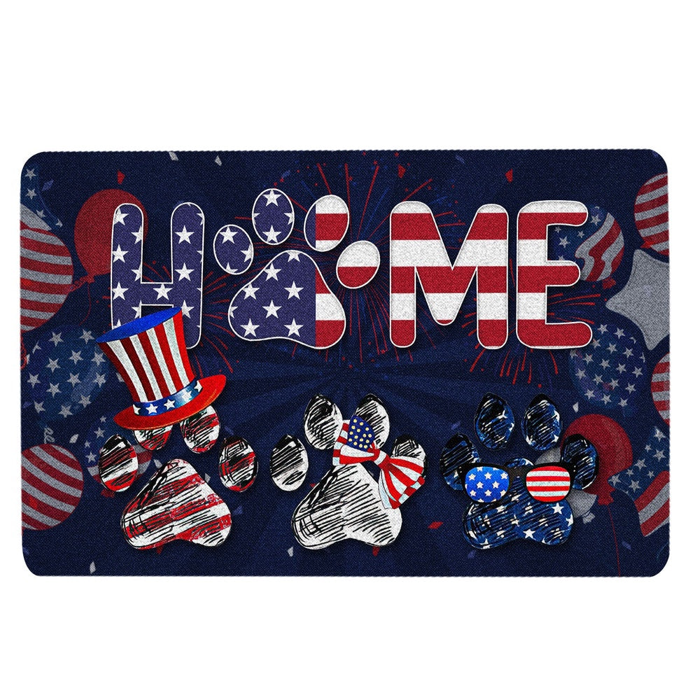 Welcome Doormat, Dog God Bless America Home Patriotic July 4th Independence Day Welcome Doormat, Pets Home Decor Door Mat