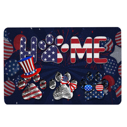 Welcome Doormat, Dog God Bless America Home Patriotic July 4th Independence Day Welcome Doormat, Pets Home Decor Door Mat