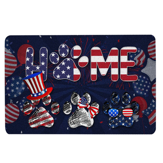Welcome Doormat, Dog God Bless America Home Patriotic July 4th Independence Day Welcome Doormat, Pets Home Decor Door Mat